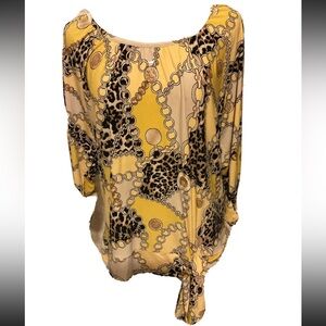 Stylish Yellow and Brown Women's Top